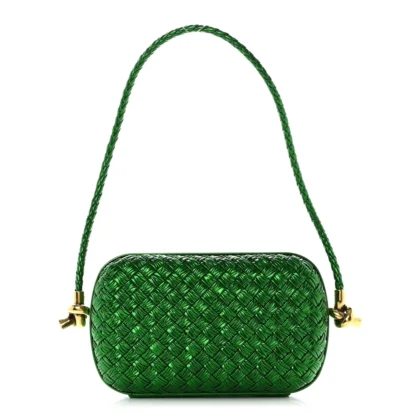 BOTTEGA VENETA MINI INTRECCIATO KNOT ON STRAP METALLIC ENVY CALFSKIN LEATHER