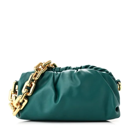 BOTTEGA VENETA MEDIUM THE POUCH CHAIN MALLARD CALFSKIN LEATHER