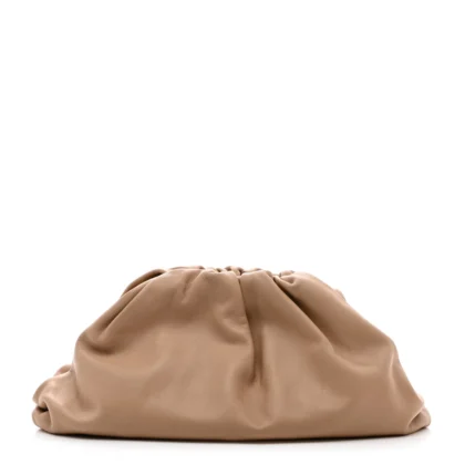 BOTTEGA VENETA OVERSIZED THE POUCH CLUTCH NUDE SMOOTH BUTTER CALF LEATHER