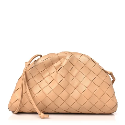 BOTTEGA VENETA MINI INTRECCIATO THE POUCH ALMOND NAPPA LEATHER