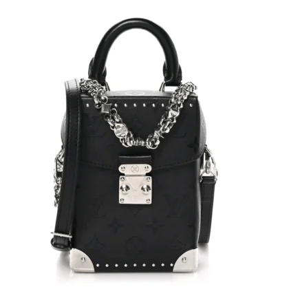 LOUIS VUITTON PRINT CAMERA BOX PM BLACK MONOGRAM CALFSKIN LEATHER SILVER HARDWARE