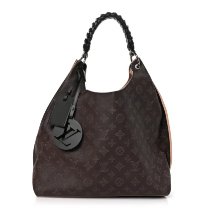 LOUIS VUITTON CARMEL HOBO GM CHOCOLATE MAHINA LEATHER CASHMERE BEIGE INTERIOR