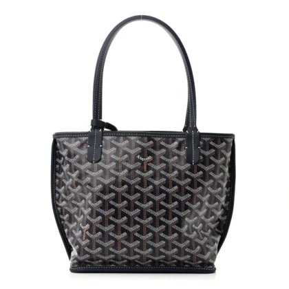 GOYARD REVERSIBLE MINI ANJOU TOTE NAVY GOYARDINE CANVAS