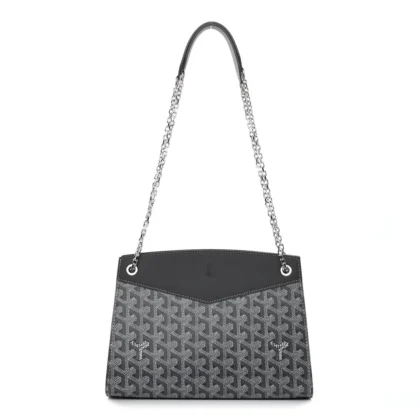 GOYARD ROUETTE STRUCTURE PM GREY GOYARDINE CANVAS SILVER HARDWARE