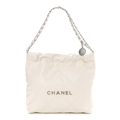 GRADE CHANEL 22 SMALL WHITE QUILTED HANDBAG