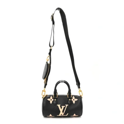 LOUIS VUITTON PAPILLON BB BLACK/BEIGE GIANT MONOGRAM EMPREINTE LEATHER GOLD HARDWARE