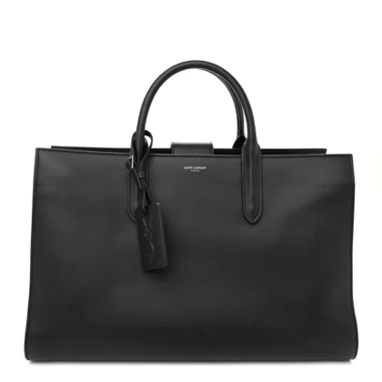 SAINT LAURENT LARGE JANE TOTE BLACK CALFSKIN LEATHER