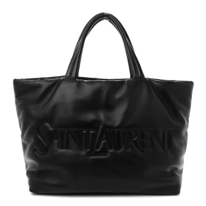 SAINT LAURENT LARGE TOTE BLACK WIDE PUFFER LAMBSKIN LEATHER