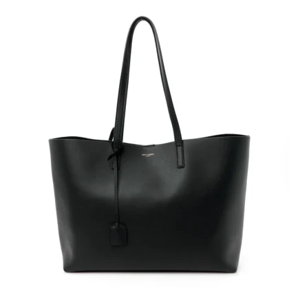 SAINT LAURENT LARGE SHOPPING TOTE BLACK CALFSKIN LEATHER