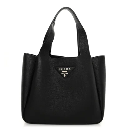PRADA MEDIUM DYNAMIQUE TOTE BLACK VITELLO DAINO LEATHER