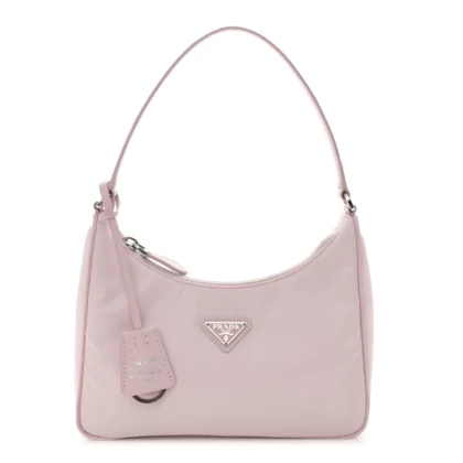 PRADA MINI RE-EDITION 2005 BAG ALABASTRO RE-NYLON & SAFFIANO LEATHER SILVER HARDWARE