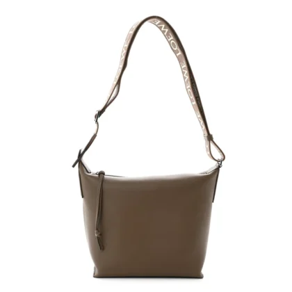 LOEWE CUBI CROSSBODY BAG SMALL WINTER BROWN JACQUARD SUPPLE SMOOTH CALFSKIN LEATHER