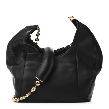 LOEWE SQUEEZE BAG MINI BLACK BUTTERY NAPPA LAMBSKIN LEATHER GOLD HARDWARE
