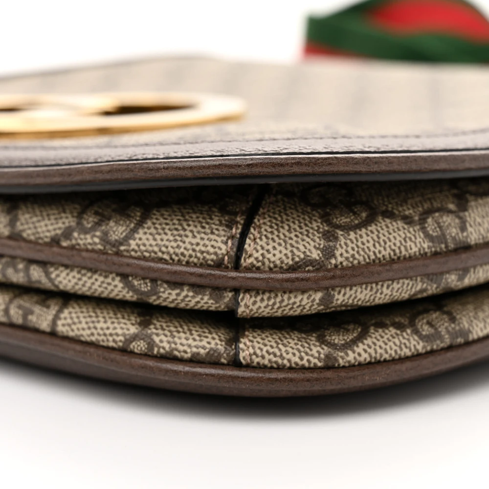 GUCCI MEDIUM BLONDIE TOP HANDLE SHOULDER FLAP BAG BEIGE / EBONY / NEW ACERO GG SUPREME MONOGRAM CANVAS & TEXTURED DOLLAR CALFSKIN LEATHER BRASS HARDWARE - Image 4