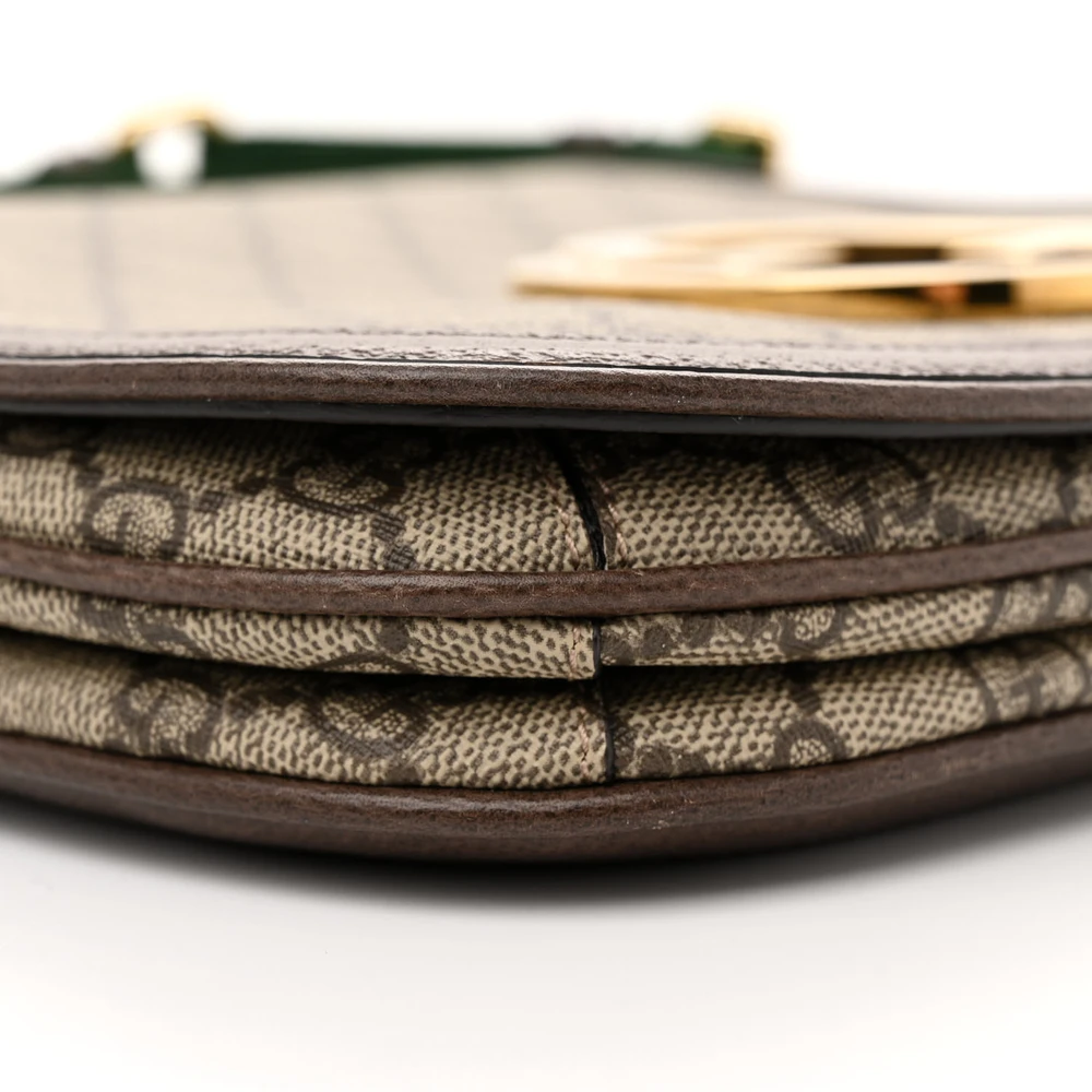 GUCCI MEDIUM BLONDIE TOP HANDLE SHOULDER FLAP BAG BEIGE / EBONY / NEW ACERO GG SUPREME MONOGRAM CANVAS & TEXTURED DOLLAR CALFSKIN LEATHER BRASS HARDWARE - Image 5