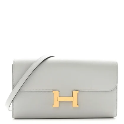 HERMES CONSTANCE WALLET TO GO BLEU GLACIER EVERCOLOR LEATHER GOLD HARDWARE