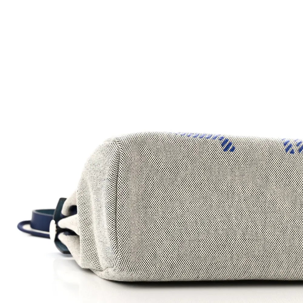 HERMES BRIDES DE GALA HERBAG ZIP RETOURNE 31 PM BLEU DE FRANCE / ECRU / BLACK VACHE HUNTER LEATHER & TOILE H PALLADIUM SILVER HARDWARE - Image 5