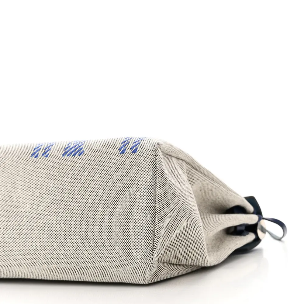 HERMES BRIDES DE GALA HERBAG ZIP RETOURNE 31 PM BLEU DE FRANCE / ECRU / BLACK VACHE HUNTER LEATHER & TOILE H PALLADIUM SILVER HARDWARE - Image 6