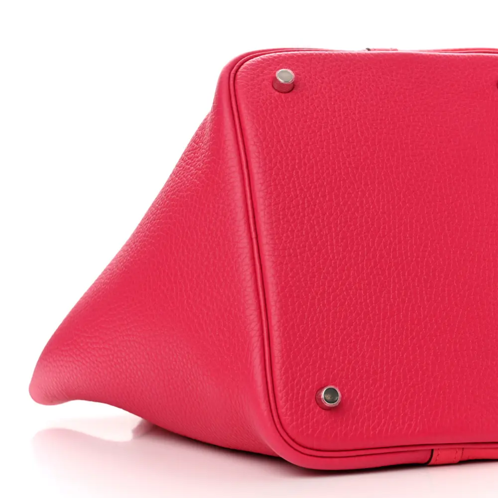 HERMES CASAQUE PICOTIN LOCK 22 MM ROSE EXTR??ME / ROSE MEXICO / ROUGE DE COEUR TAURILLON CLEMENCE LEATHER PALLADIUM SILVER HARDWARE - Image 4