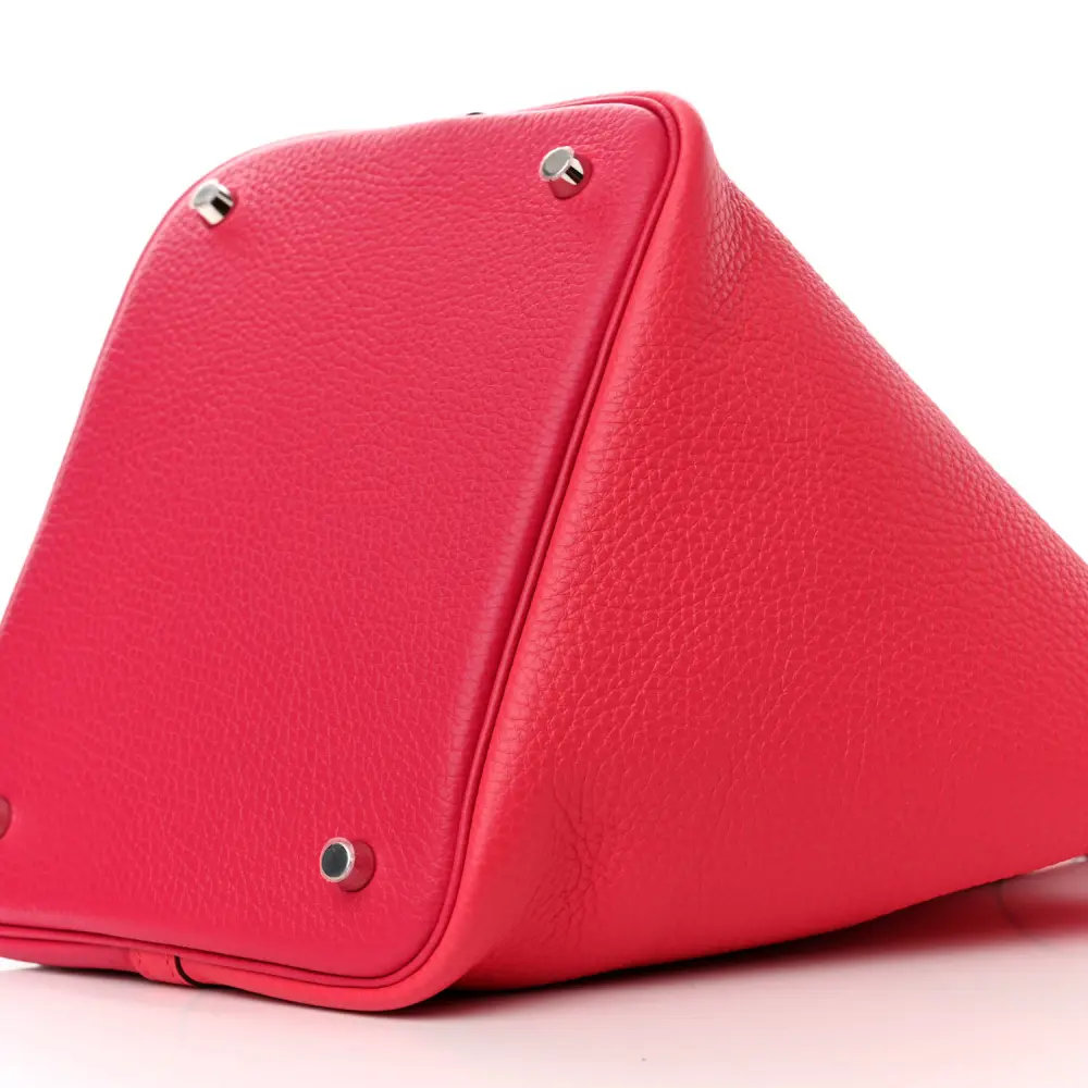 HERMES CASAQUE PICOTIN LOCK 22 MM ROSE EXTR??ME / ROSE MEXICO / ROUGE DE COEUR TAURILLON CLEMENCE LEATHER PALLADIUM SILVER HARDWARE - Image 5