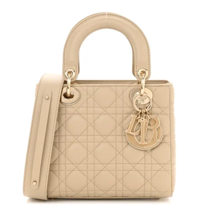 DIOR SMALL MY ABCDIOR LADY DIOR CORDA CANNAGE LAMBSKIN LEATHER GOLD HARDWARE