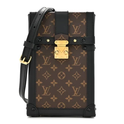 LOUIS VUITTON POCHETTE TRUNK VERTICALE BLACK MONOGRAM CANVAS BRASS HARDWARE