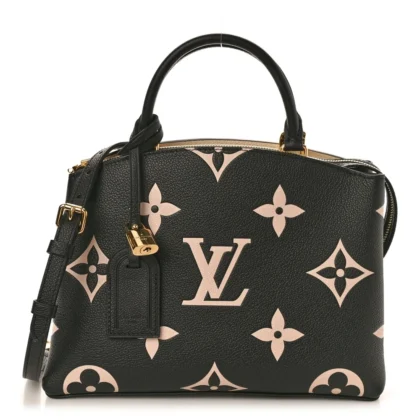 LOUIS VUITTON PETIT PALAIS MM BLACK/BEIGE GIANT MONOGRAM EMPREINTE LEATHER GOLD HARDWARE
