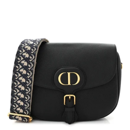 DIOR LARGE BOBBY BAG BLACK GRAINED CALFSKIN LEATHER GOLD HARDWARE
