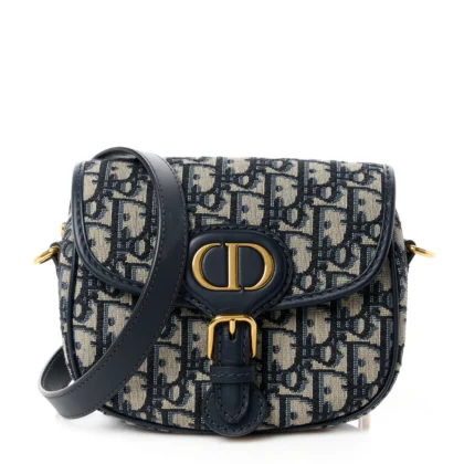 DIOR SMALL BOBBY BAG BLUE OBLIQUE CANVAS GOLD HARDWARE