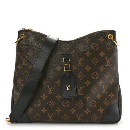 LOUIS VUITTON ODEON MM BLACK MONOGRAM CANVAS GOLD HARDWARE