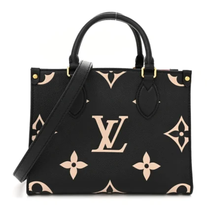 LOUIS VUITTON ONTHEGO PM BLACK/BEIGE GIANT MONOGRAM EMPREINTE LEATHER