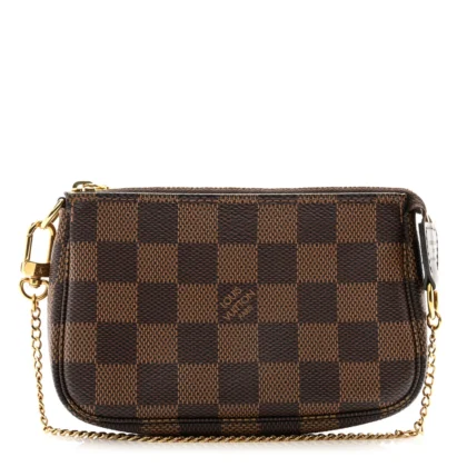 LOUIS VUITTON MINI POCHETTE ACCESSOIRES DAMIER EBENE CANVAS GOLD HARDWARE