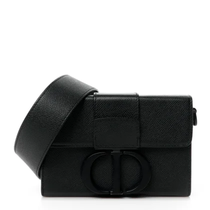 DIOR MONTAIGNE 30 BOX BAG BLACK ULTRA MATTE GRAINED CALFSKIN LEATHER MATTE BLACK HARDWARE