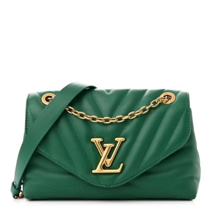 LOUIS VUITTON NEW WAVE CHAIN BAG MM NM EMERALD CALFSKIN LEATHER GOLD HARDWARE