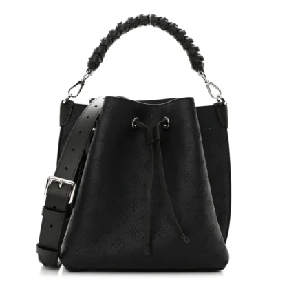 LOUIS VUITTON MURIA MM BLACK MAHINA LEATHER SILVER HARDWARE