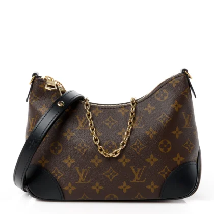 LOUIS VUITTON BOULOGNE NM PM BLACK MONOGRAM CANVAS GOLD HARDWARE