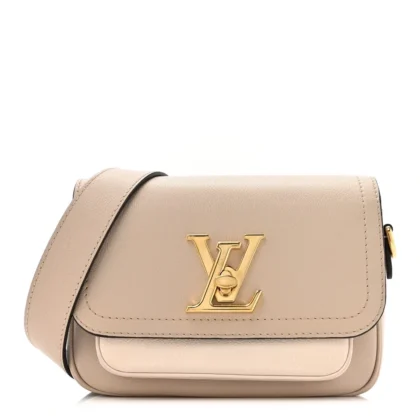LOUIS VUITTON LOCKME TENDER GREIGE GRAINED CALFSKIN LEATHER GOLD HARDWARE