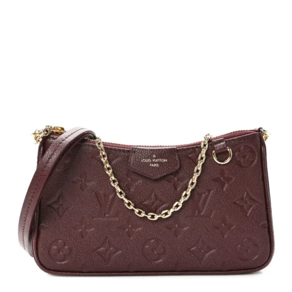 LOUIS VUITTON EASY POUCH ON STRAP PM WINE EMPREINTE LEATHER