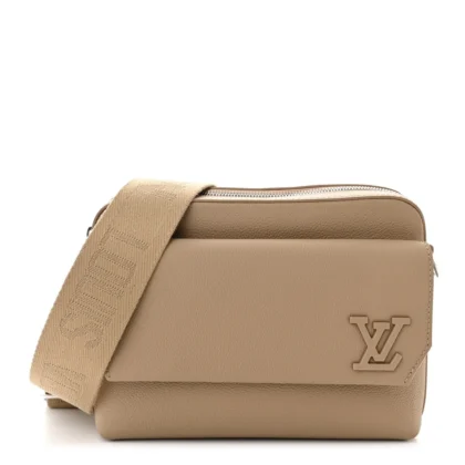 LOUIS VUITTON AEROGRAM FASTLINE MESSENGER PM SABLE BEIGE CALFSKIN LEATHER