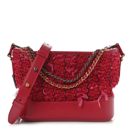 GRADE CHANEL GABRIELLE HOBO BAG | RED TWEED CALFSKIN