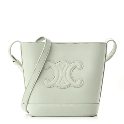 CELINE SMALL CUIR TRIOMPHE BUCKET BAG JADE SMOOTH CALFSKIN LEATHER GOLD HARDWARE
