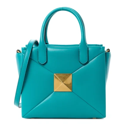 VALENTINO GARAVANI SMALL ONE STUD HANDBAG MARINE GREEN NAPPA LEATHER GOLD HARDWARE