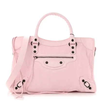 BALENCIAGA MEDIUM LE CITY LIGHT PINK ARENA STORICO LEATHER INCOGNITO HARDWARE