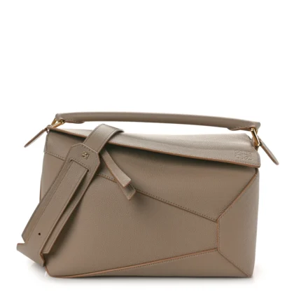 LOEWE PUZZLE EDGE BAG MEDIUM SAND SOFT GRAINED CALFSKIN LEATHER