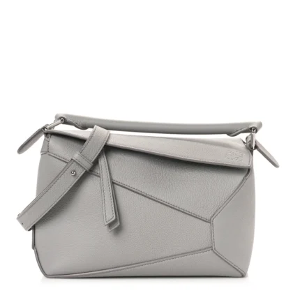 LOEWE PUZZLE BAG SMALL PEARL GREY CALFSKIN LEATHER