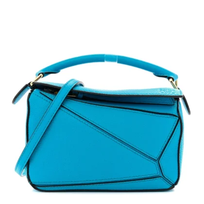 LOEWE PUZZLE BAG MINI CYAN CALFSKIN LEATHER