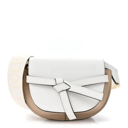 LOEWE GATE DUAL BAG MINI SOFT WHITE PAPER CRAFT SOFT CALFSKIN LEATHER