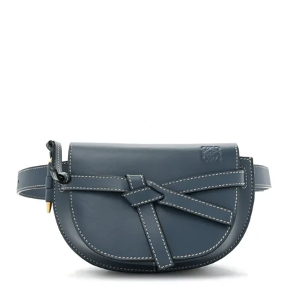 LOEWE GATE BELT BAG MINI STEEL BLUE CALFSKIN LEATHER