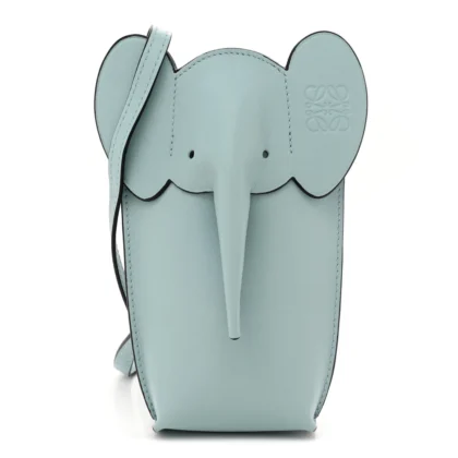 LOEWE ELEPHANT POUCH CROSSBODY BAG SMALL DUSTY BLUE CALFSKIN LEATHER
