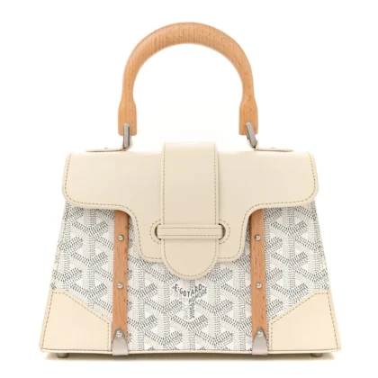 GOYARD MINI SAIGON STRUCTURED WHITE GOYARDINE CANVAS